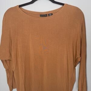 Tahari Womens Size XS Camel Brown Dolman Long Sleeve Round Neck Basic Blause